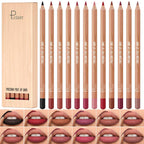 Beauty Glazed 12 Pcs Nude Lip Liner Makeup Set - Waterproof & Smudge-Proof Matte Pencil Lip Liner Pack Long-Lasting & Durable Smooth & Easy Glide Non-Smudge Contouring Filling & Layering (Set B)