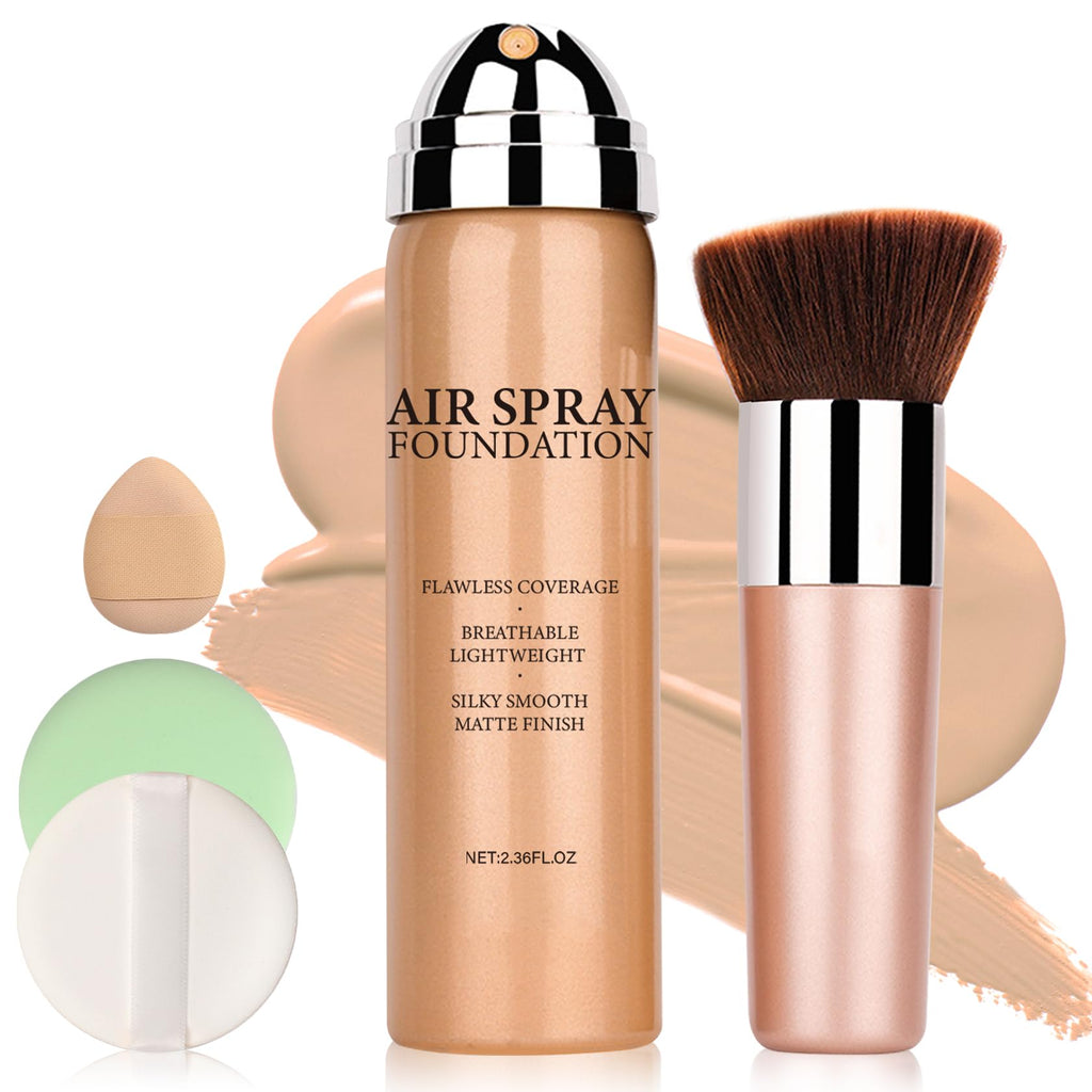 LZXLUKGIR Airbrush Flawless Setting sprayHydrating Full Coverage Foundation for Smooth Radiant FinishBreathable BlendableLightweight Silky Foundation Makeup for Mature Skin(02 Beige)