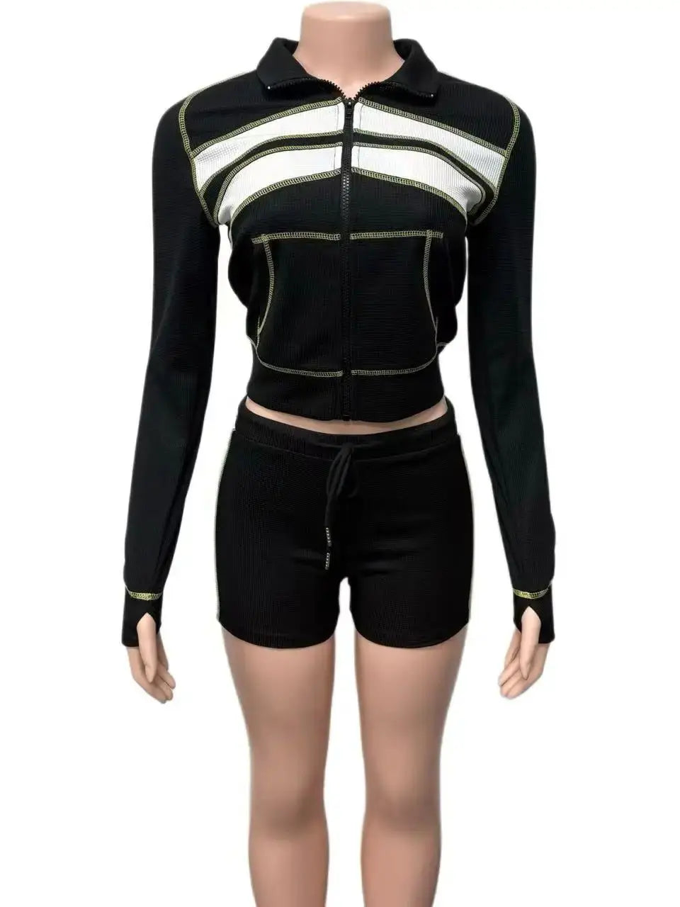 Weird Puss Patchwork Stripes Women Tracksuit Set