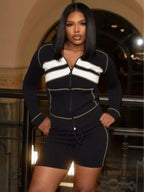 Weird Puss Patchwork Stripes Women Tracksuit Set
